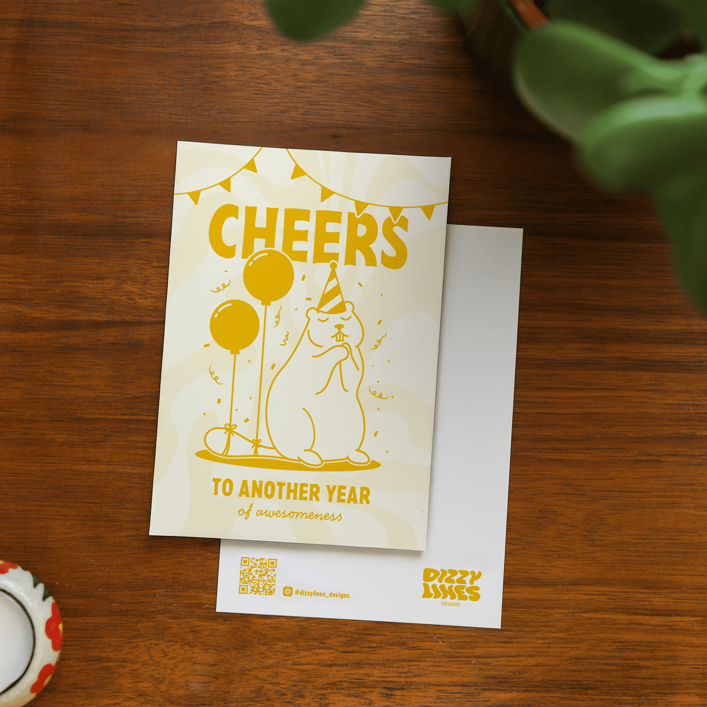 'Cheers to Another Year' Geburtstags Grußkarte