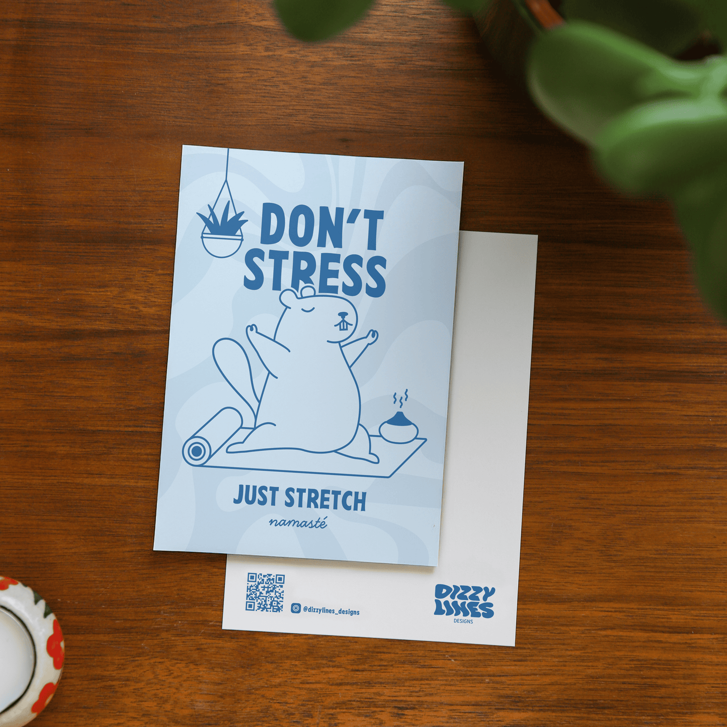 'Don't Stress Just Stretch' Grußkarte