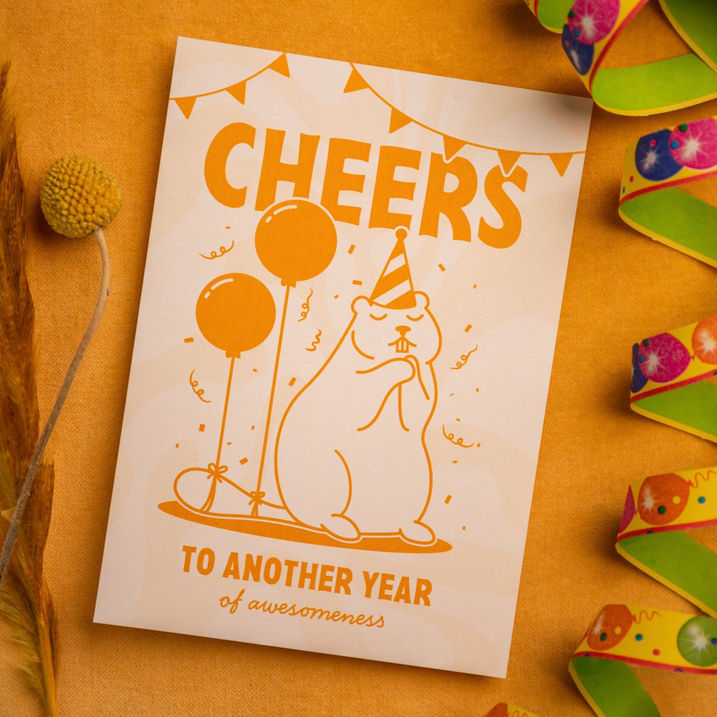 'Cheers to Another Year' Geburtstags Grußkarte