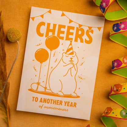 'Cheers to Another Year' Geburtstags Grußkarte